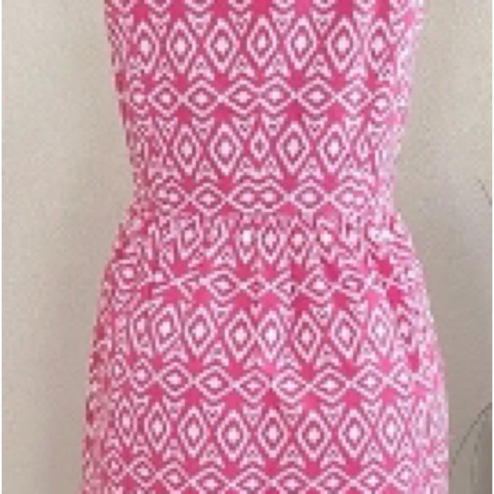 Pink and White Geometric Dress
